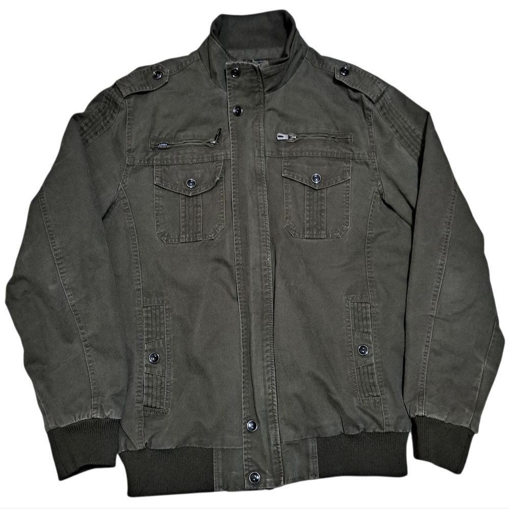 Outdoor Jacket Gorpcore Retro Utility Military Casual Jacket Olive Green Large